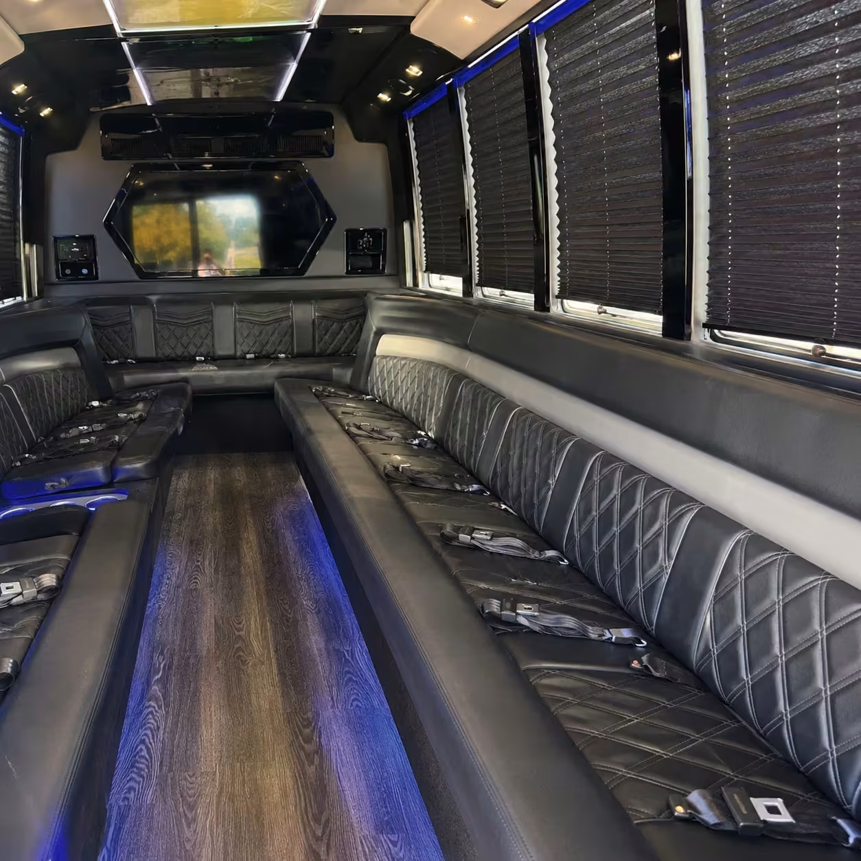 15 passenger party bus inside